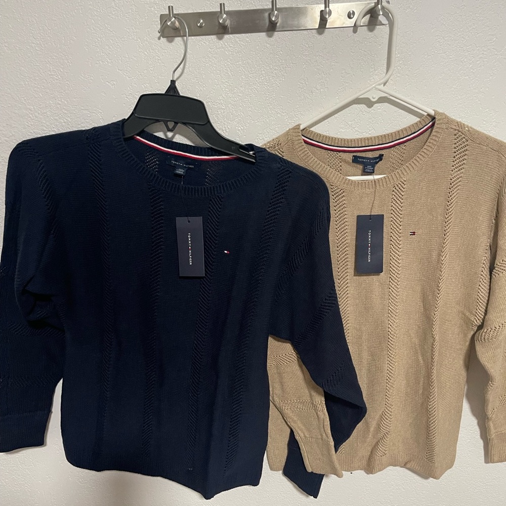 Tommy Hilfiger women’s  Blue or Tan Crewneck Sweaters